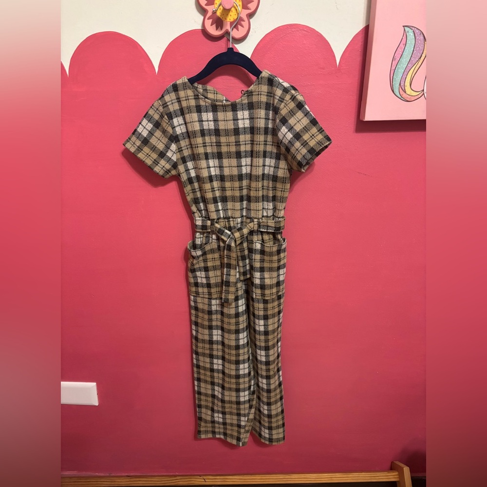 Plaid Short Sleeve Jumpsuite